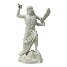 Zeus Jupiter King of Gods & Sky with Thunderbolt Greek Roman Statue Sculpture