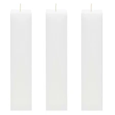 Mega Candles - Unscented 2"x 9" Hand Poured SQR Premium Pillar Candle White 3PCS