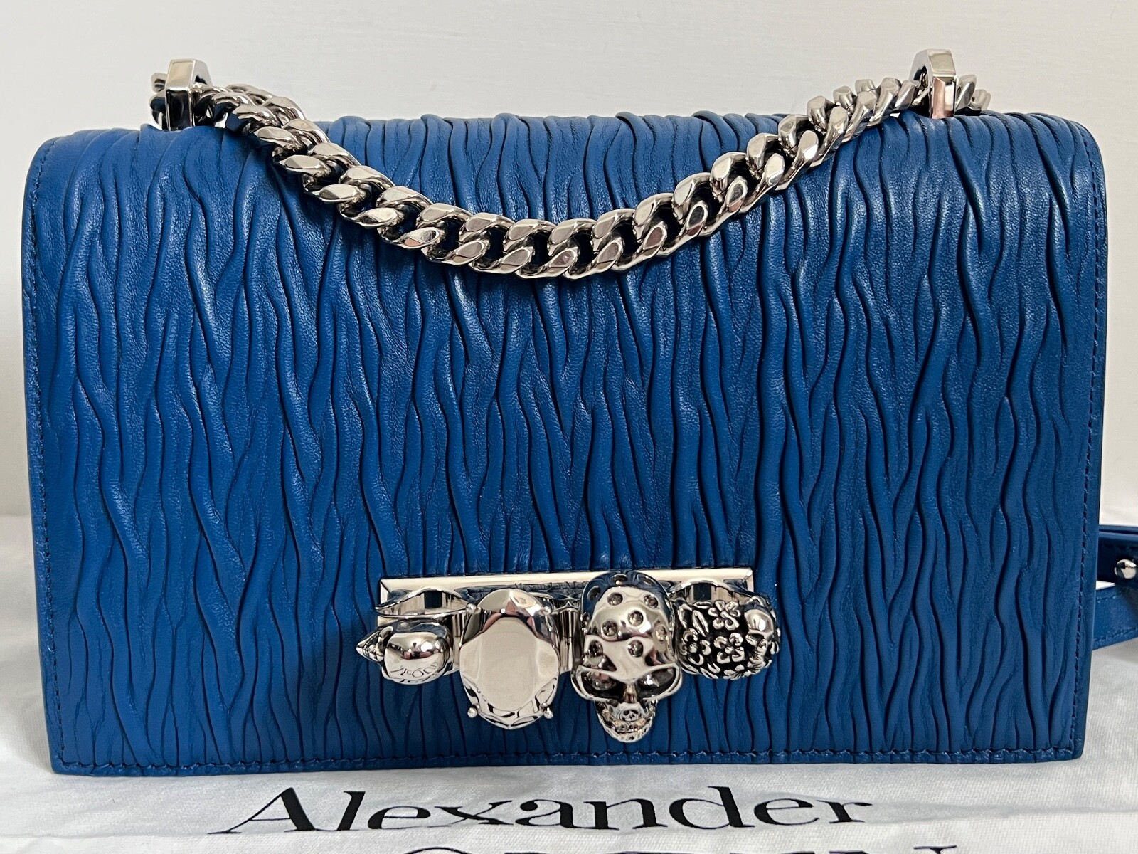 NWT Alexander McQueen Jeweled Satchel Knuckle Duster Skull Ring Shoulder Bag image 6
