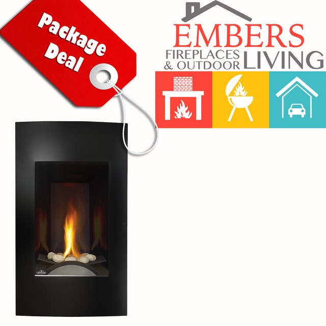Napoleon Gd19 Vittoria Package Modern Black Surround Rock Burner