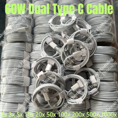 For iPhone 15 16 Samsung 60W USB-C Charger Cable Fast Charging Type C Cord Lot