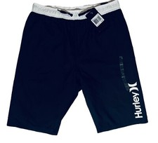 Hurley Boys Swim Trunks Shorts XL Black White Drawstrings Inner Lining Pocket