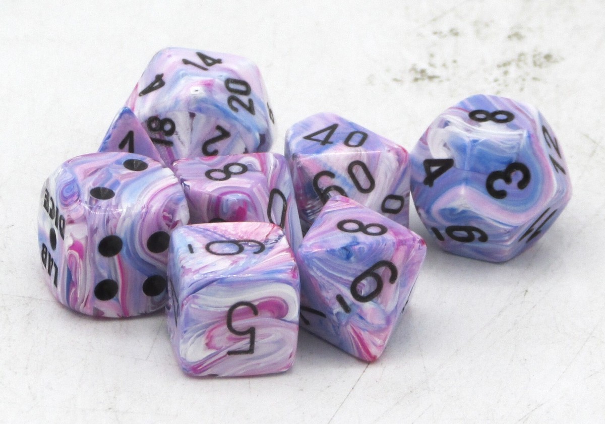Chessex Lab Dice 8 CHX 30065 Festive Hydrangea/Black (Polyhedral 7