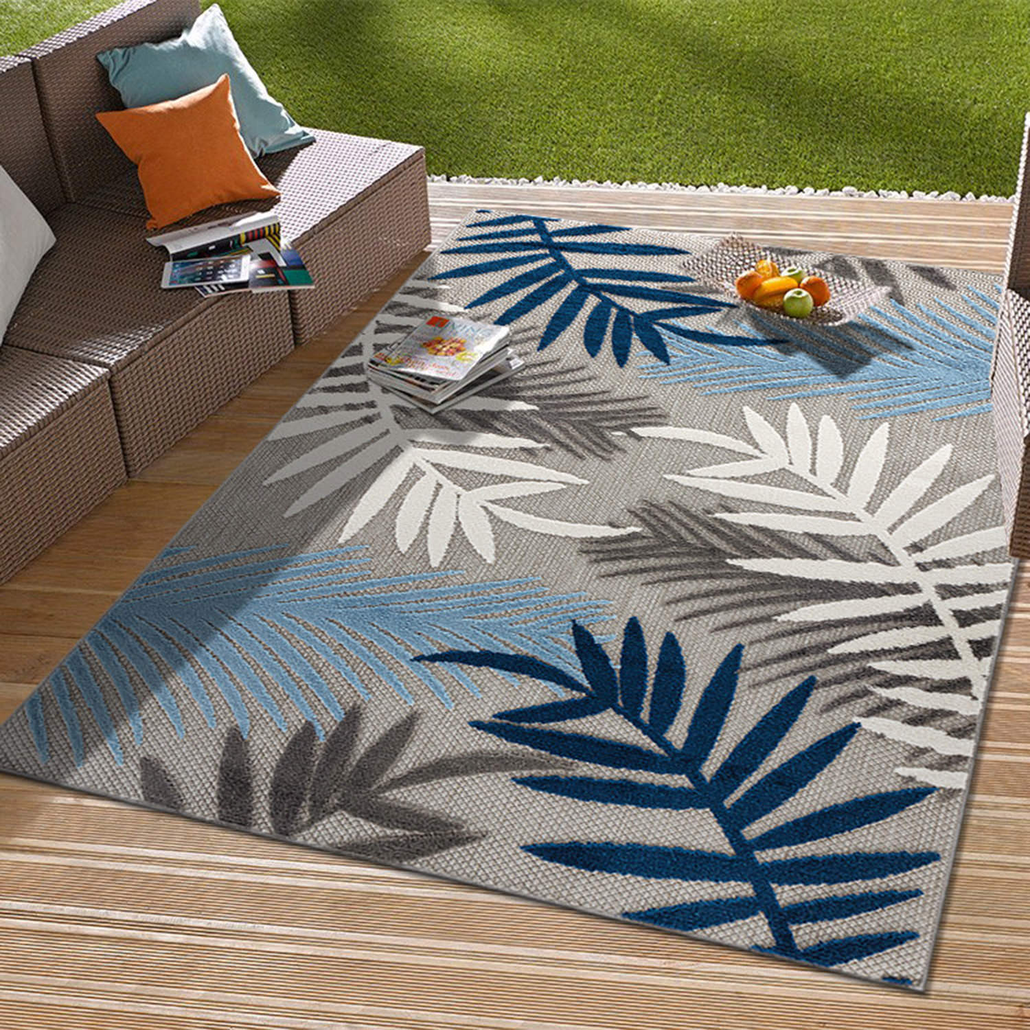 Rugshop Outdoor Rug Evora Palm Frond Indoor/Outdoor Rugs 8x10 Turkish ...