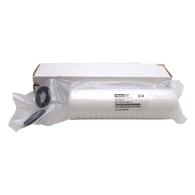 Parker 22-10110-100-11 Polyflow Pleated Depth Filter Cartridge, 10µm, ø2.75in OD