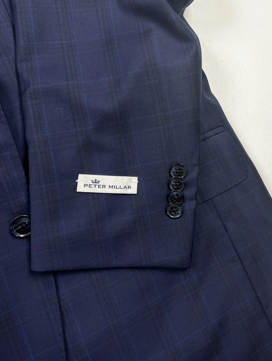 327 Peter Millar Flynn Blue Plaids Fabric Two Button Suit Size 46 R | eBay