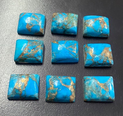 Blue Copper Turquoise Rectangle Cabochon Matrix Smooth Designer Jewelry Stone