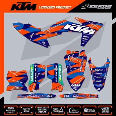 KTM MX Grafik Kit Motocross Grafik SX SXF EXC EXCF 125-500 ZINK ORG/BLU
