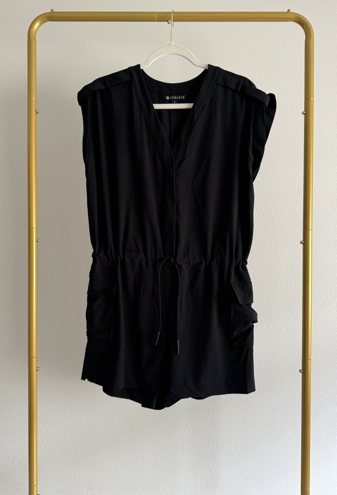Athleta Sutton Black One piece Drawstring Romper … - image 7