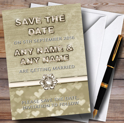 Personalisierte Save the Date Karten Titan Gold und Weiß Hochzeit