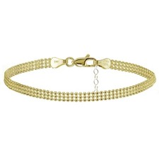 Yellow Gold Flashed Sterling Silver Mesh Design Anklet