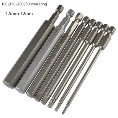 Hex Key Allen Bit Set 1.5-12mm Extra Long Magnetic Screwdriver Power Drill 1/4" - image 1 of 4