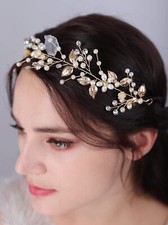 Pearl Bridal Headband Wedding Hair Vine Leaf Headpiece Wedding Hair Accessories