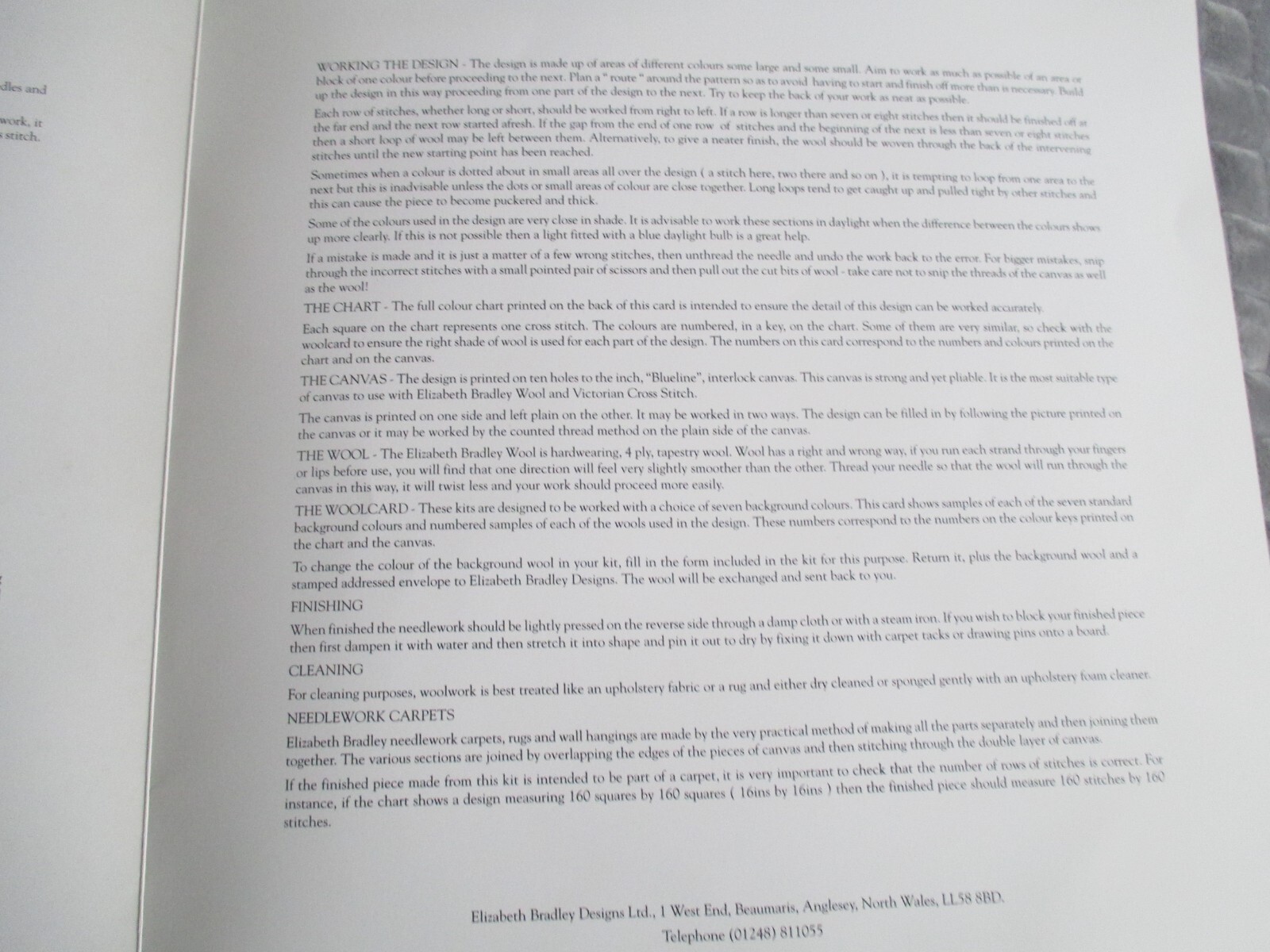 ELIZABETH BRADLEY TAPESTRY KIT PATCHWORK PIECES DATED 1990 PLEASE READ