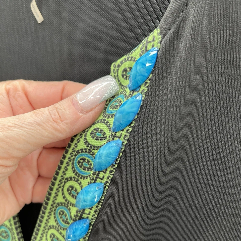 Hale Bob Dress Women Small Black Jersey Blue Beaded Neckline Party Sheath Mini - Image 3 of 4