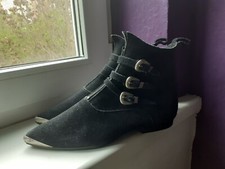 Pikes Wildleder Vintage schwarz 39 6 80s 90s Winklepicker Gothic Wave WGT