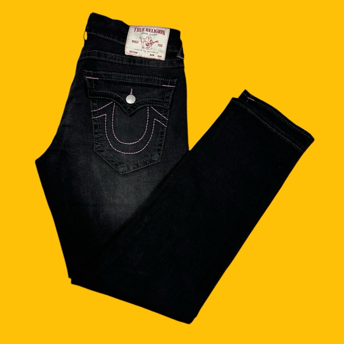 TRUE RELIGION ジーンズ サイズ33 True Religion Jeans Mens Size 33x32 Geno Big T Flap Relaxed Slim