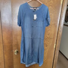 NWT Nine West Denim Shirt Dress Sz. Large Blue NEW