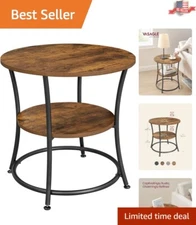 Sturdy Multi-Purpose Side Table - Robust Steel Frame - Rustic Brown Shelves