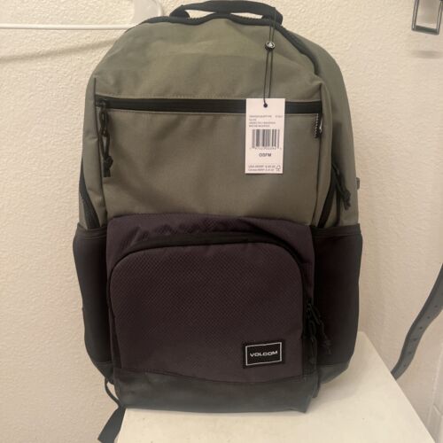 Volcom Midline Backpack Olive Green Book Bag Laptop Sleeve NWT