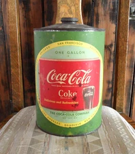 orig./Nice!! 1940's COCA-COLA 1 Gal. *Syrup Can w/Paper Label* Lid & Cap There!!