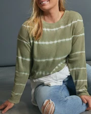 ANTHROPOLOGIE T.La WOMEN'S MOSS IVORY LONG SLEEVE TERESA THERMAL TOP Sz L