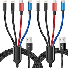 Multi Charging Cable, 4 in 1 Charging Cable 2Pack 5FT, Multi Phone Charger Ca...