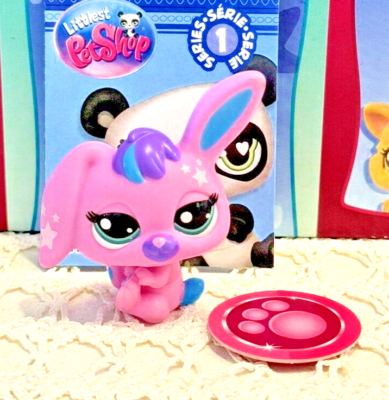 LITTLEST PET SHOP LPS G7 PINK & LILAC EAR UP BUNNY RABBIT #49 AS