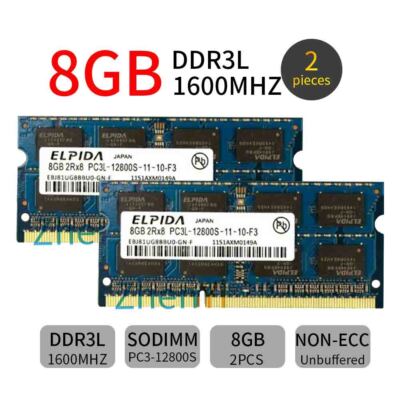 Elpida 16GB 2x 8GB DDR3L 1600MHz PC3L-12800S SODIMM Laptop Arbeitsspeicher RAM