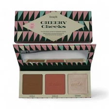 Benefit Cheery Cheeks Palette Blush Bronzer Highlighter Full-Size Face Makeup