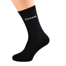 Black Bespoke Vinyl Print Wedding Role Socks Mens  Kids Sizes in Various Roles