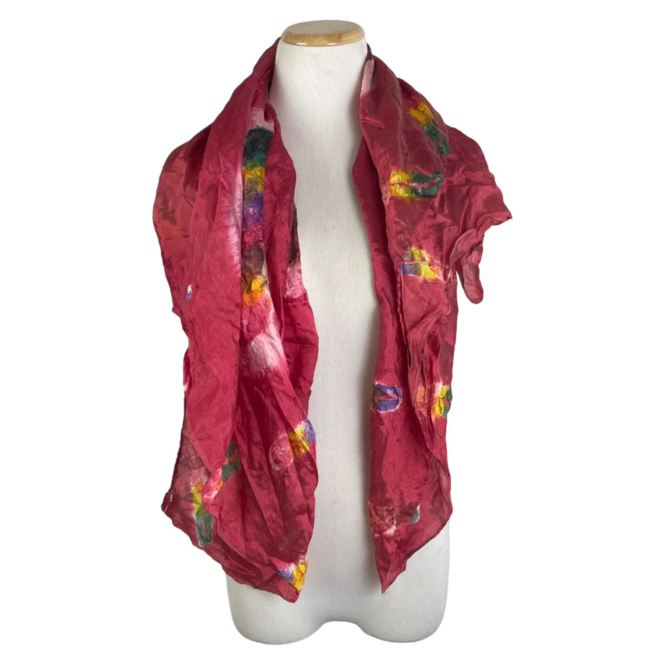 复古 领带 染料 围巾 大号 彩色艺术 穿 1990 年代 人造丝心形 深粉色 — 第 2/4 张图片