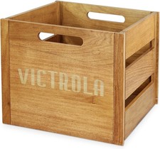 Wooden Record Crate Tabletop Vinyl Album Holder Holds Over 50 Records Elegant