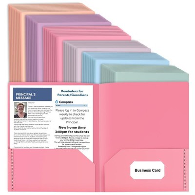 48 Pack Colored File Folders with Pockets and Business Card Holder, Pastel De...