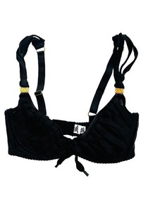 MADE BY NIKI Black FRINGE Underwire TULLE BRA & PANTY Set ( 36B )