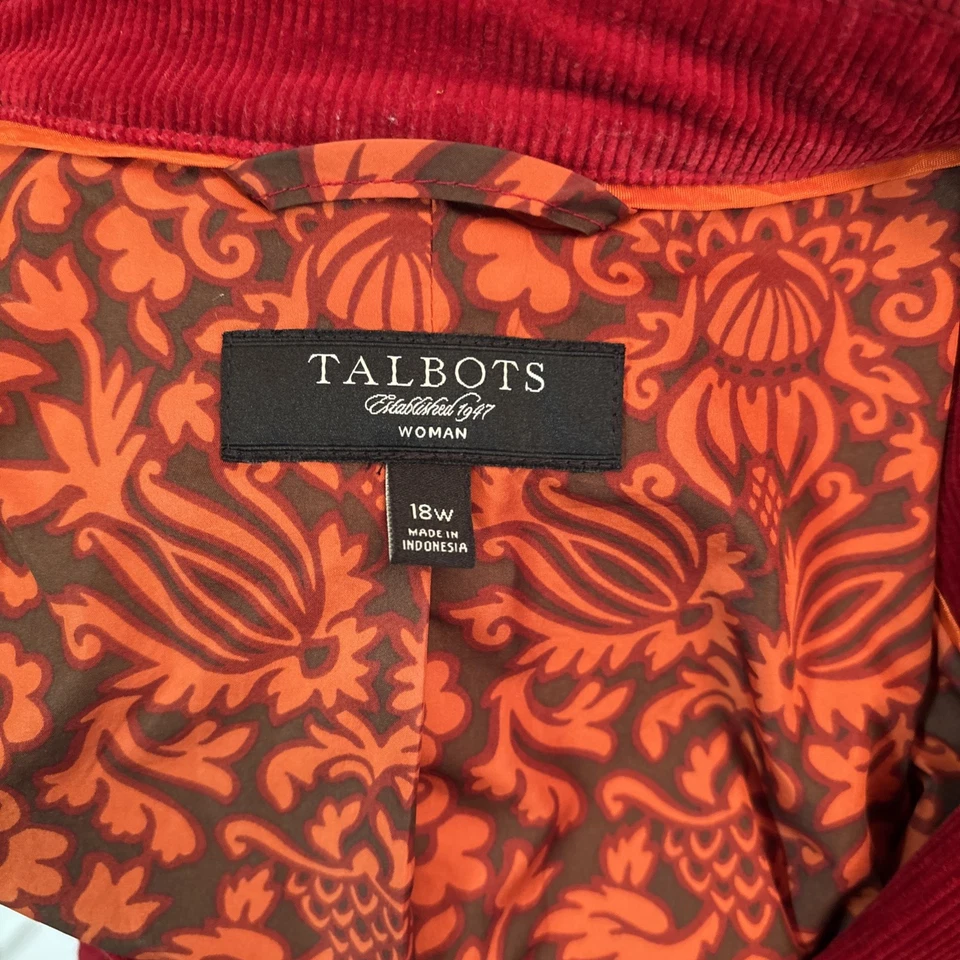 vintage Talbots corduroy blazer jacket women's 18 W red large button retro 90s - Image 4 of 4
