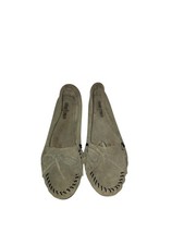 Minnetonka Gray 401T Kilty Hard Sole Taupe Moccasins Sz 11 Shoes