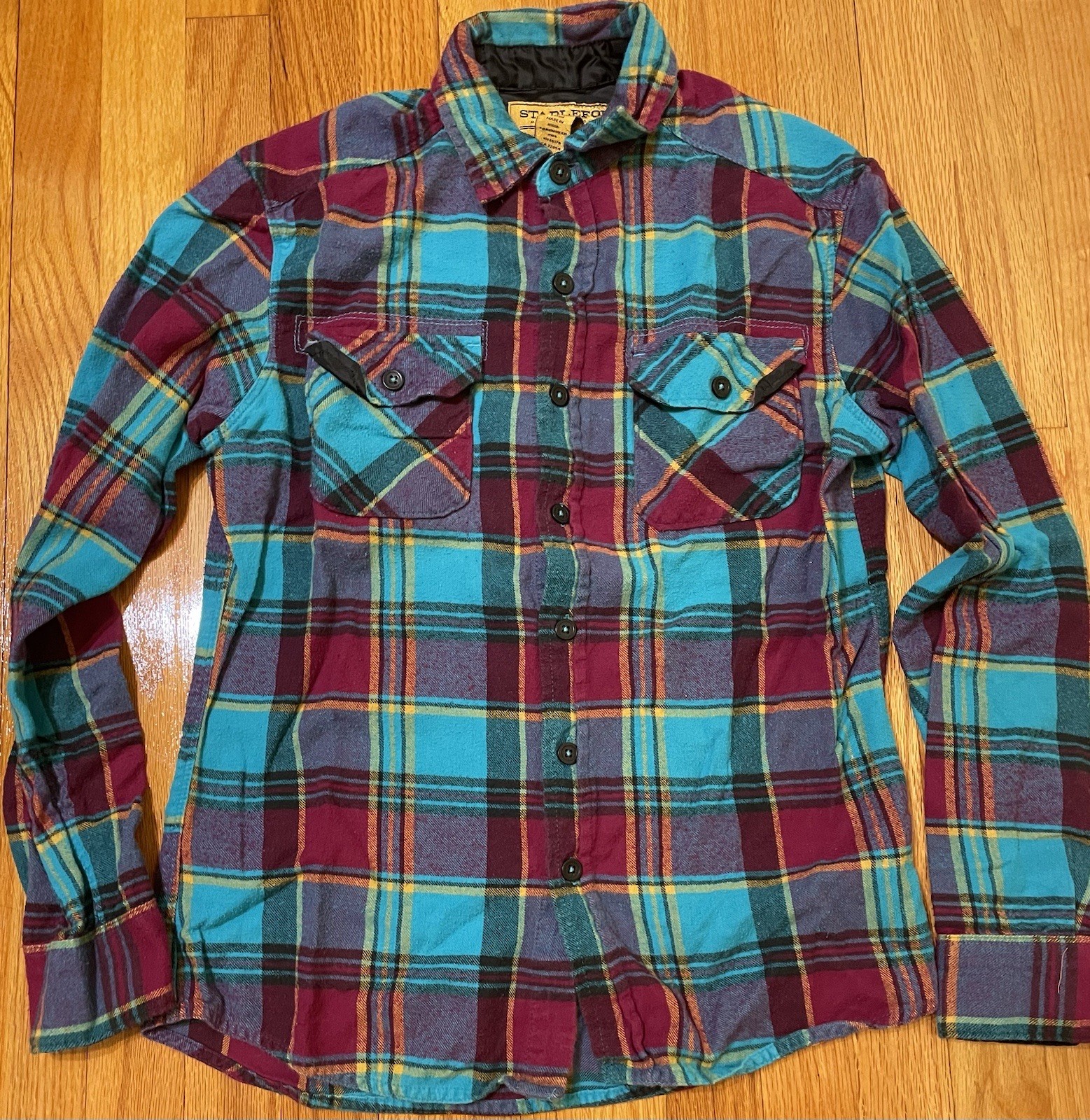 Stapleford Multi-colored Flannel Button Down Size… - image 1