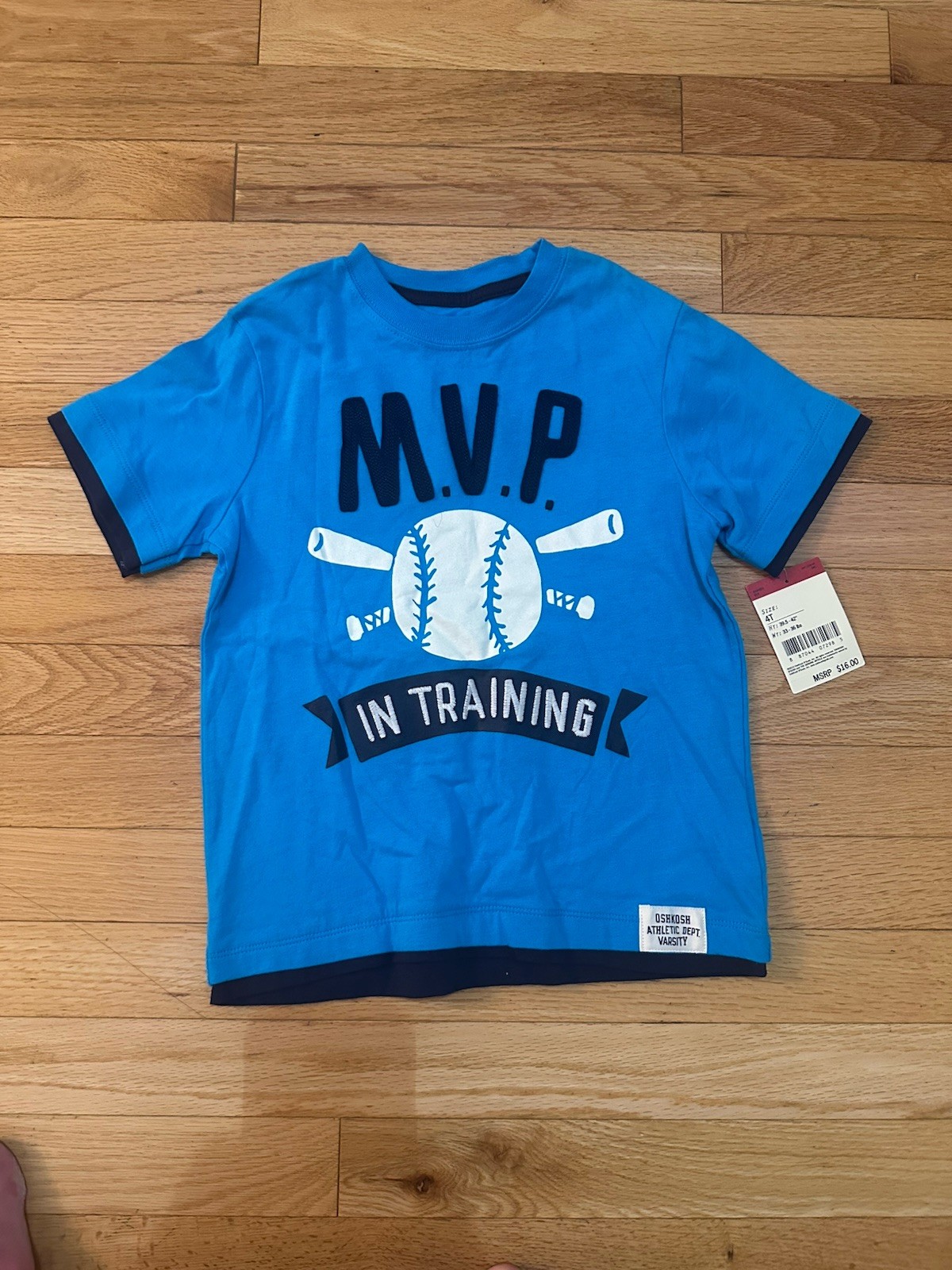 OshKosh B’gosh  Boys Baseball Tee Shirt Blue Size 4T Short Sleeve New NWT