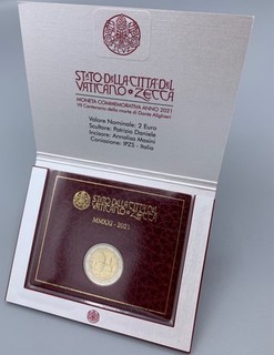 2 EURO VATICAN 2021 DANTE ALIGHIERI COMMEMORATIVE NEUF BU