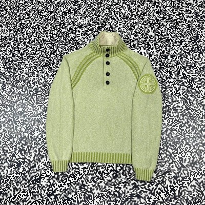 Stone Island Junior SS07 Button Neck Knitted Sweater Rare Casual Style