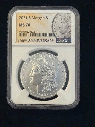2021-S  100th ANNIVERSARY  MORGAN SILVER DOLLAR     NGC MS70 - Flawless Coin!