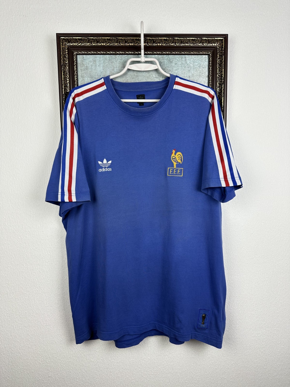 Vintage Adidas Originals France Football Shirt World Cup Soccer Blue Jersey XL