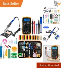 Soldering Iron Kit 60W Adjustable Digital Multimeter Compatible for Electronics