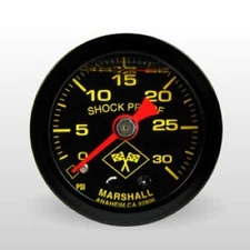Marshall Fuel Pressure Gauge MNB00030; 0-30 psi 1-1/2 in. Liquid Filled Blk/Yel