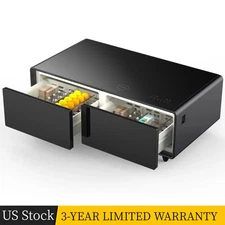 Modern Smart Coffee Table with Built-in Fridge Bluetooth Speaker Wireless Charge