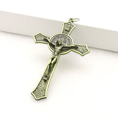 ANTIQUE Gold Pectoral Benedictine Cross bishop prelate st benedict