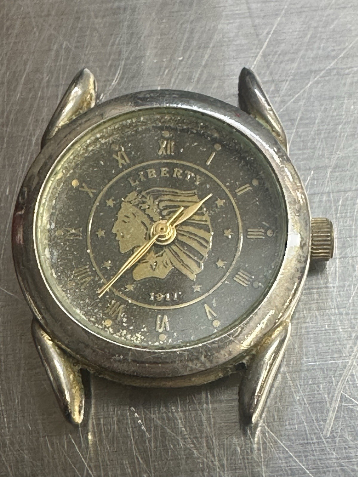 Vintage 1911 Liberty Women Navajo Head Sterling Silver Tortoise Watch