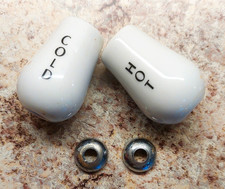 Pair of vintage porcelain faucet handles, hot  cold