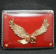 XF01126 GOOD VINTAGE 1970s EAGLE FLYING BIRD ANIMAL ARTWORK MENS BELT BUCKLE